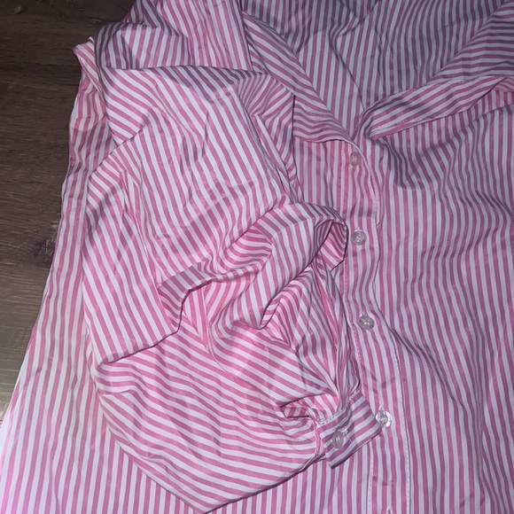 OffShoulder Pink Stripe Blouse - Picture 2 of 3